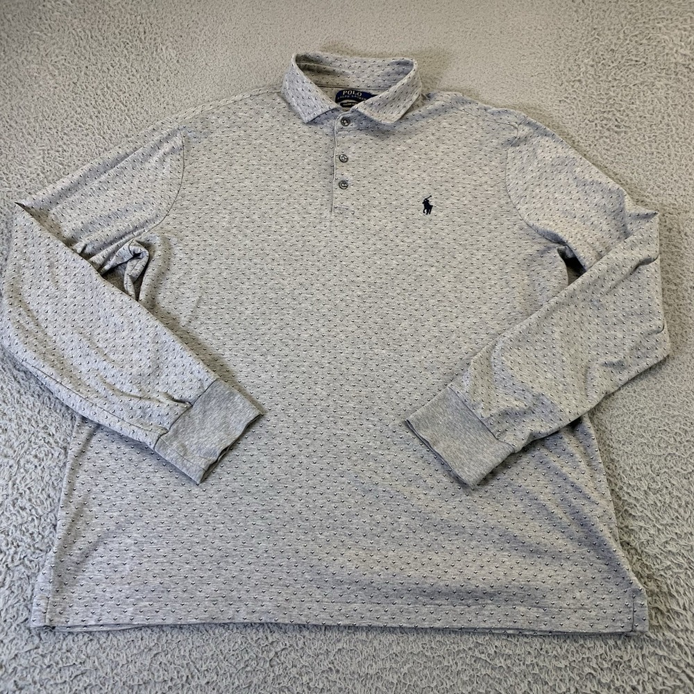 Polo Ralph Lauren Shirt Mens XL Gray Blue All Over Floral Print Long Sleeve - Picture 3 of 9